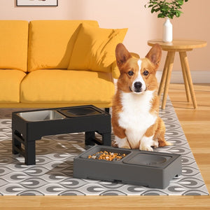 Adjustable Height Stainless Steel Pet Feeding Bowl With Stand